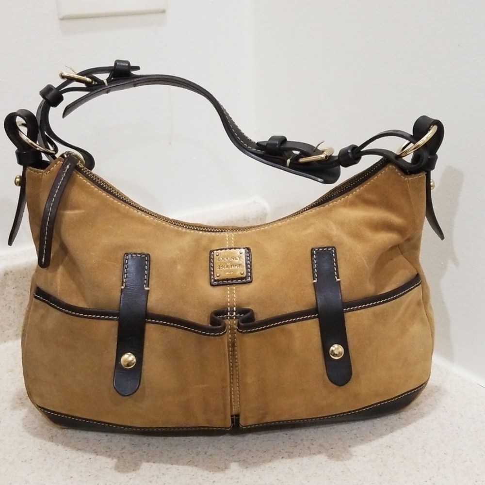 Dooney & Bourk brown suede & leather shoulder bag